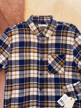 Retrofit Navy, Mustard & Cream Plaid Button-Down Shirt